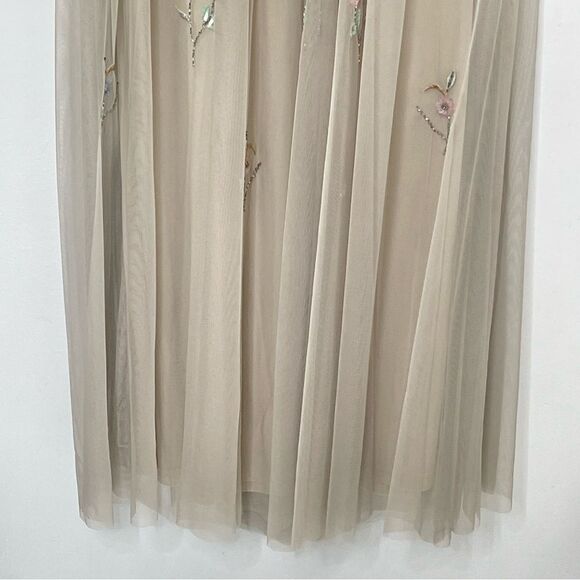 Mac Duggal 9141 Floral Embroidered Sleeveless Beige Multicolor Gown, Size 10 - Picture 5 of 14